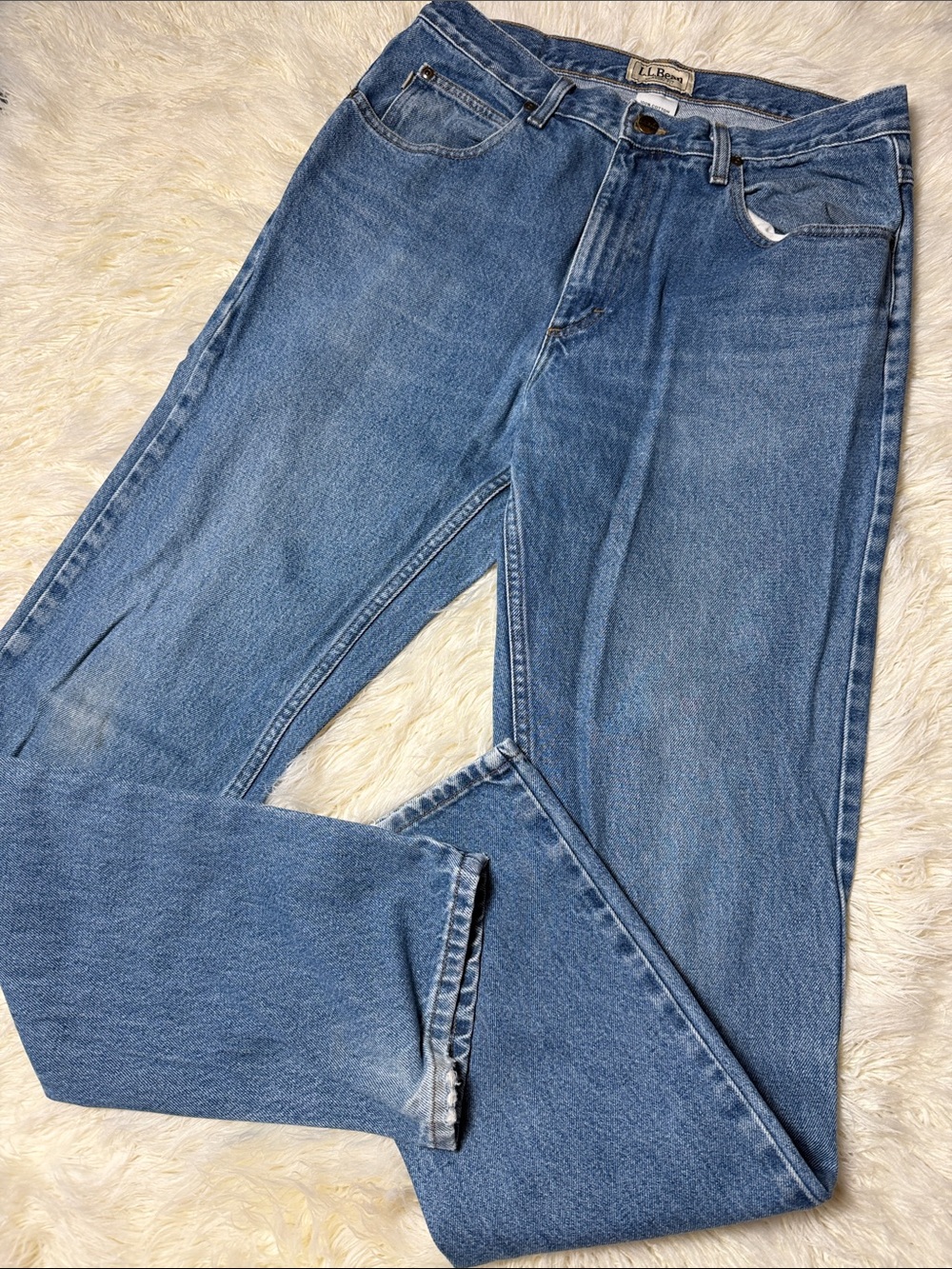 L.L. Bean Men’s Straight Jeans in Medium Blue Denim